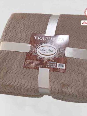 پتو مسافرتی دونفره موج قهوه ای روشن