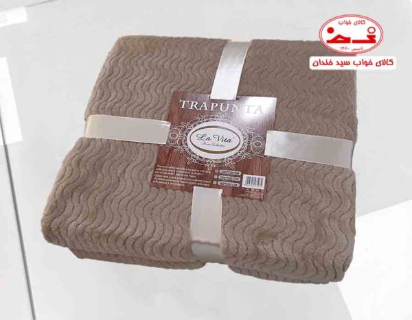 پتو مسافرتی دونفره موج قهوه ای روشن
