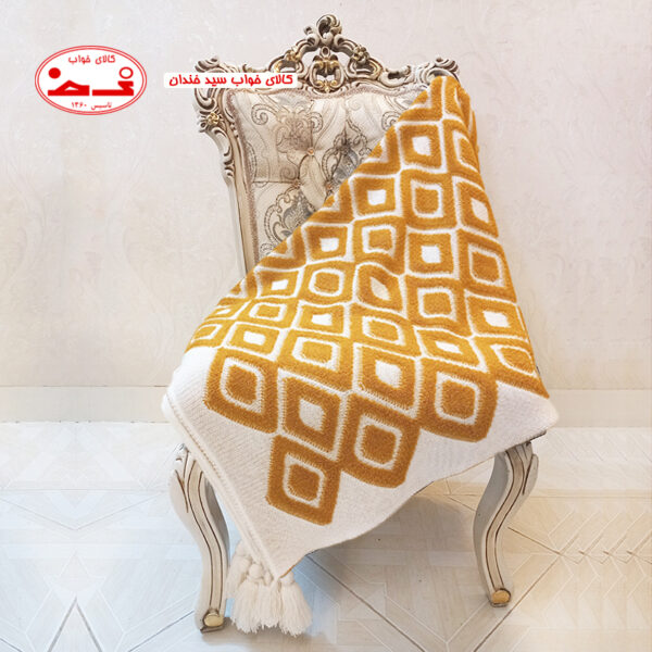 شال مبل تمام برجسته خردلی