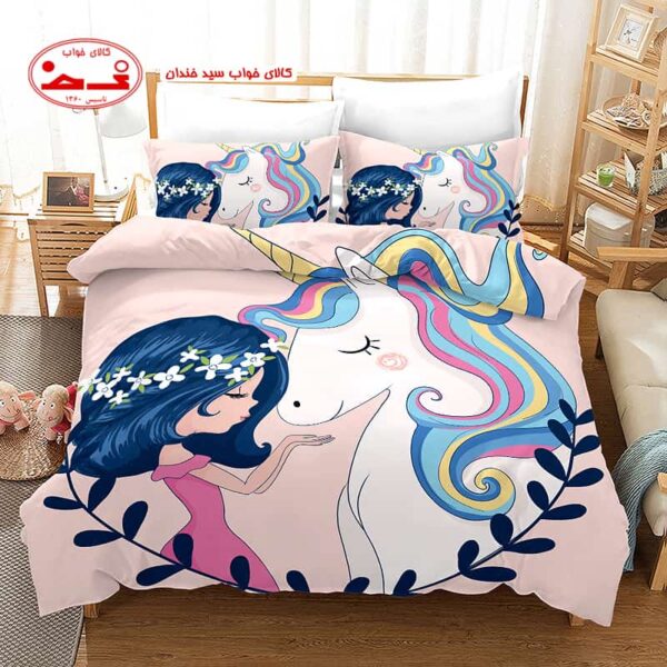 سرویس ملحفه بچگانه دختر و اسب تک شاخ